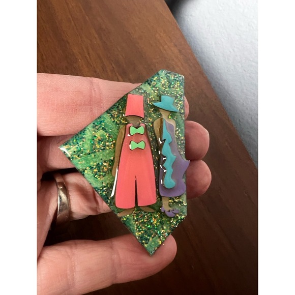 Lucinda Resin 2 Ladies w/ Style Brooch Jewelry Woman Pin- Hand Crafted Artisan‎ - Picture 3 of 4